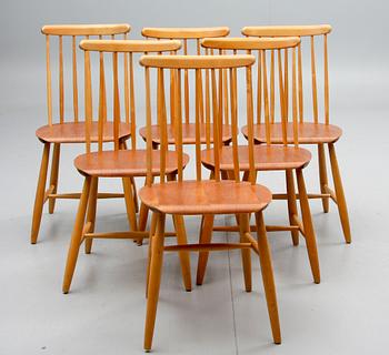 STOLAR, 6 st, "Florett"-serien, Bröderna Wigells Stolfabrik, 1950/60-tal.