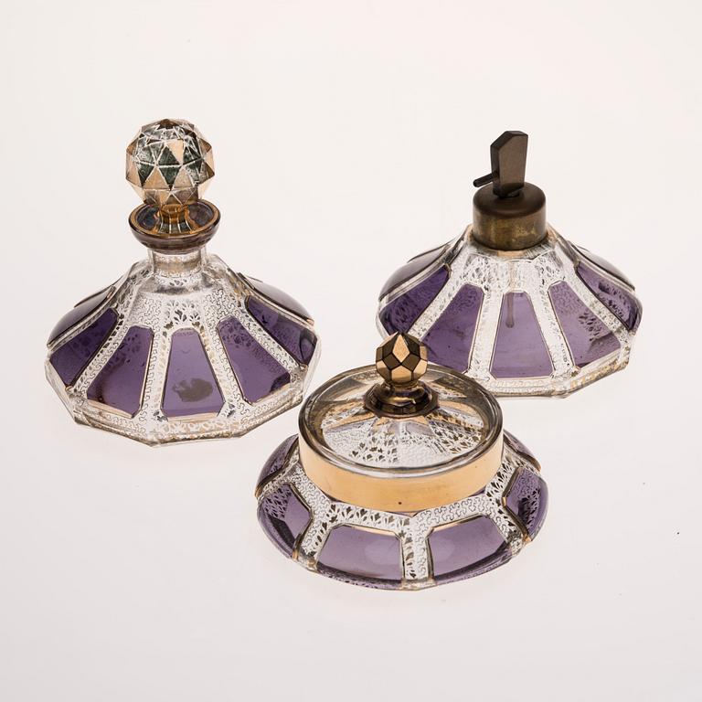 PARFYYMISETTI, lasia, 3 osaa, 1900-luvun alku.