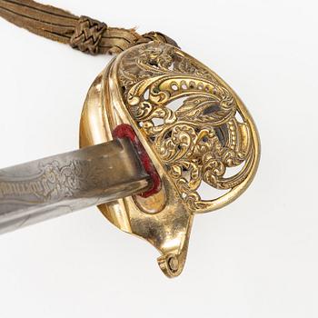 Sabel, svensk, m/1859 för infanteriofficer, med balja.
