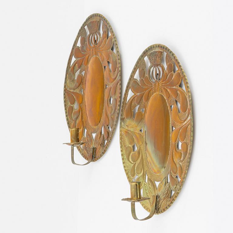 A pair of brass wall sconces, 20th Century.