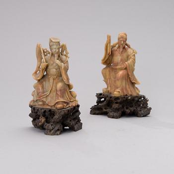 Two mid-20th century Chinese soapstone figurines.