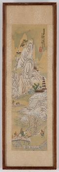 A chinese painting, ink and color on silk. After Dai Xi (1801-1860), 20th century.