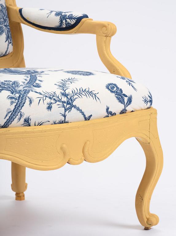 A Swedish rococo fauteuil, Stockholm, later part 18th century.