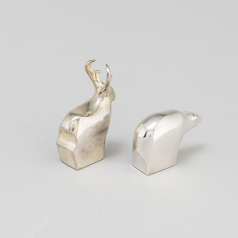 GUNNAR CYRÉN, two silverplated figurines, Danish design, Japan.