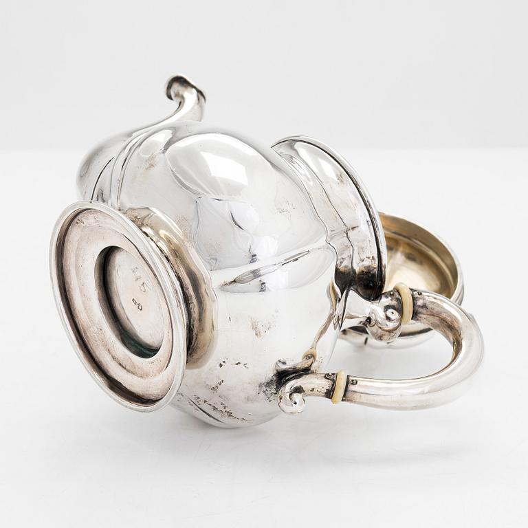 A Viennese silver teapot, maker's mark of Eduard Friedman, Austro-Hungarian Empire 1881-1919.