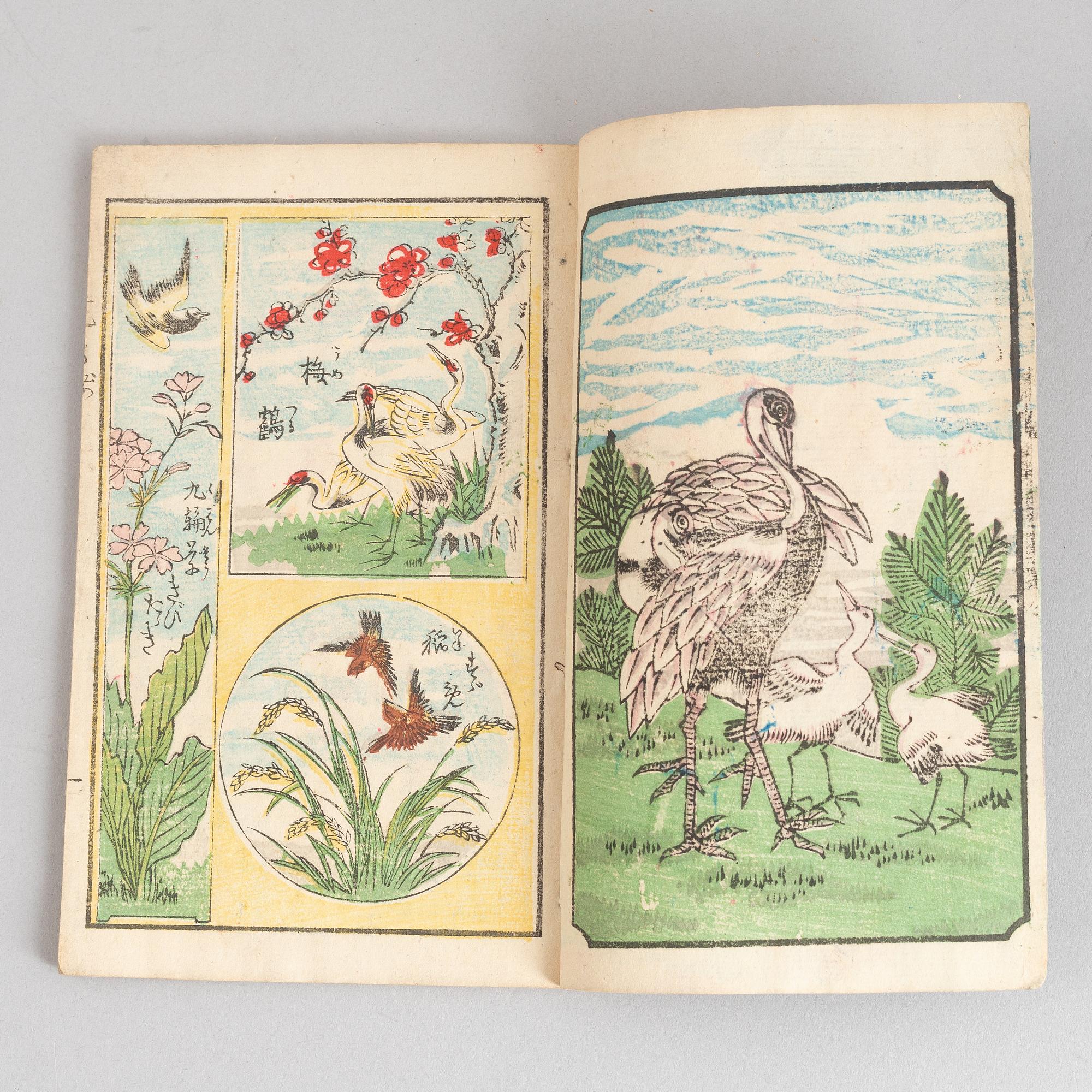 A group of five Japanese albums, including Katsushika Isai and Utagawa Kunisada, Meiji (1868-1912).