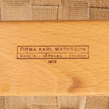 Bruno Mathsson, fåtölj med fotpall "Pernilla", Firma Karl Mathsson, Värnamo, 1973 och 1974.