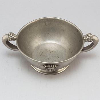 ANNA PETRUS, probaly, a pewter bowl with lionhead handles, Svenskt Tenn, Stockholm 1927.