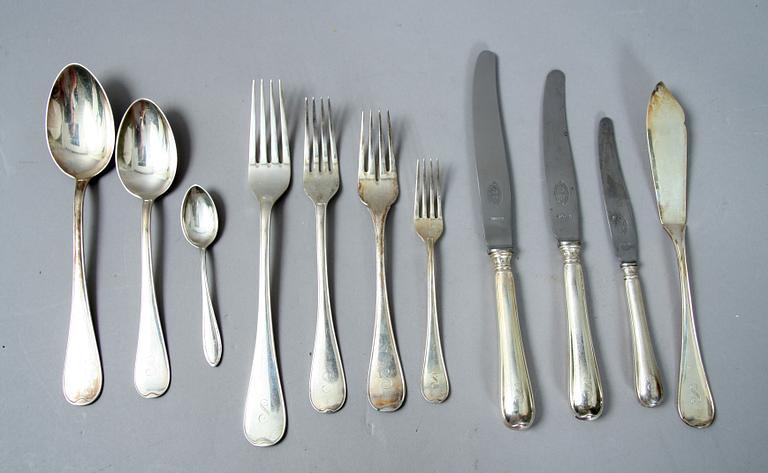 BESTICK, 108 delar, silver, "Svensk rund", C G Hallberg.