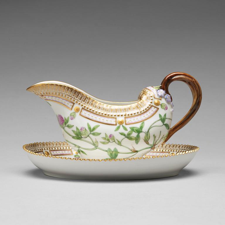 A Royal Copenhagen "Flora Danica" sauce boat, Denmark, "20th Century.