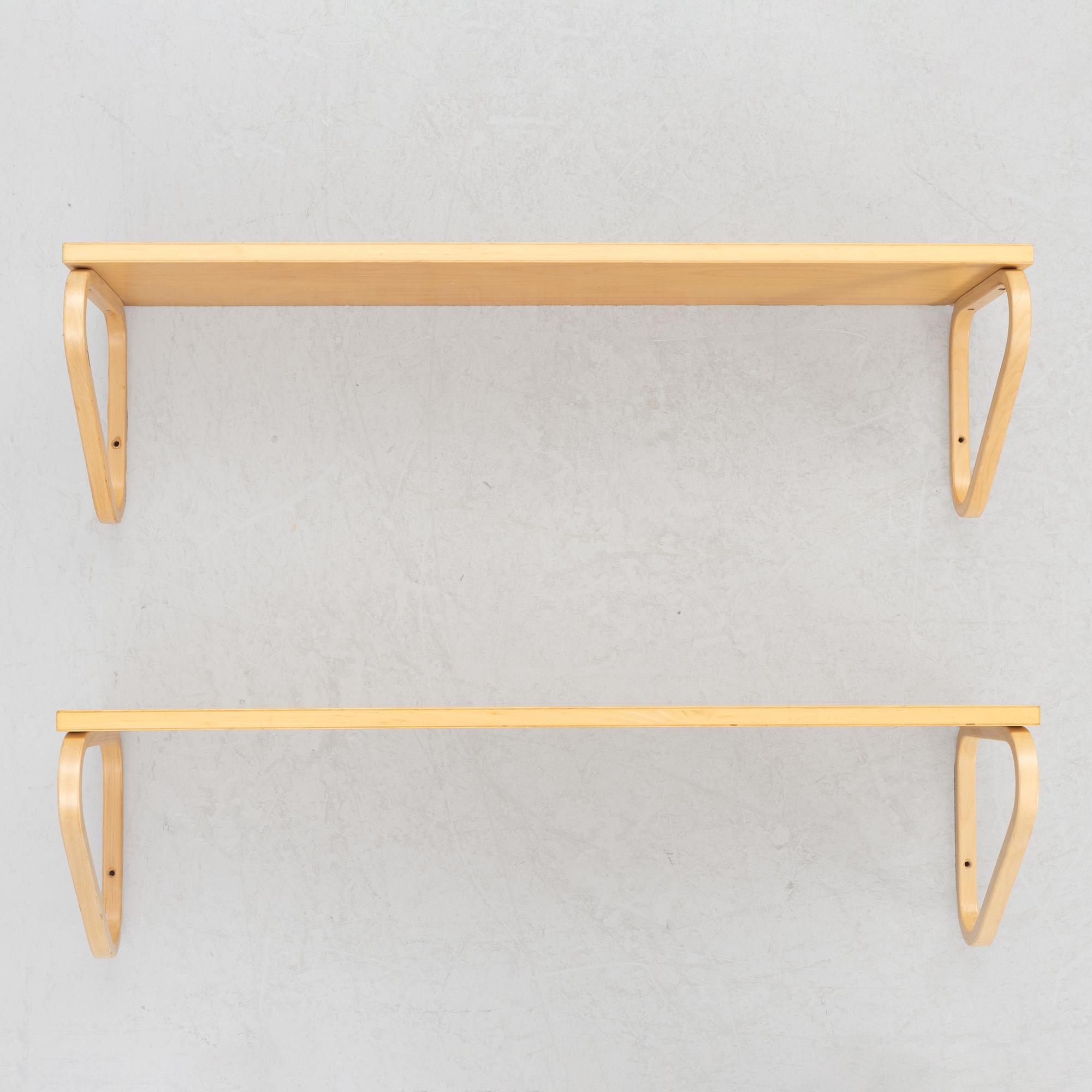 Alvar Aalto, a pair wall shelves, model 112B, Artek, Finland, late 20th century.