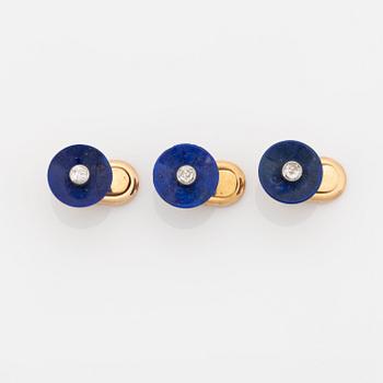 Lapis lazuli and old cut diamond cufflinks and shirt buttons.