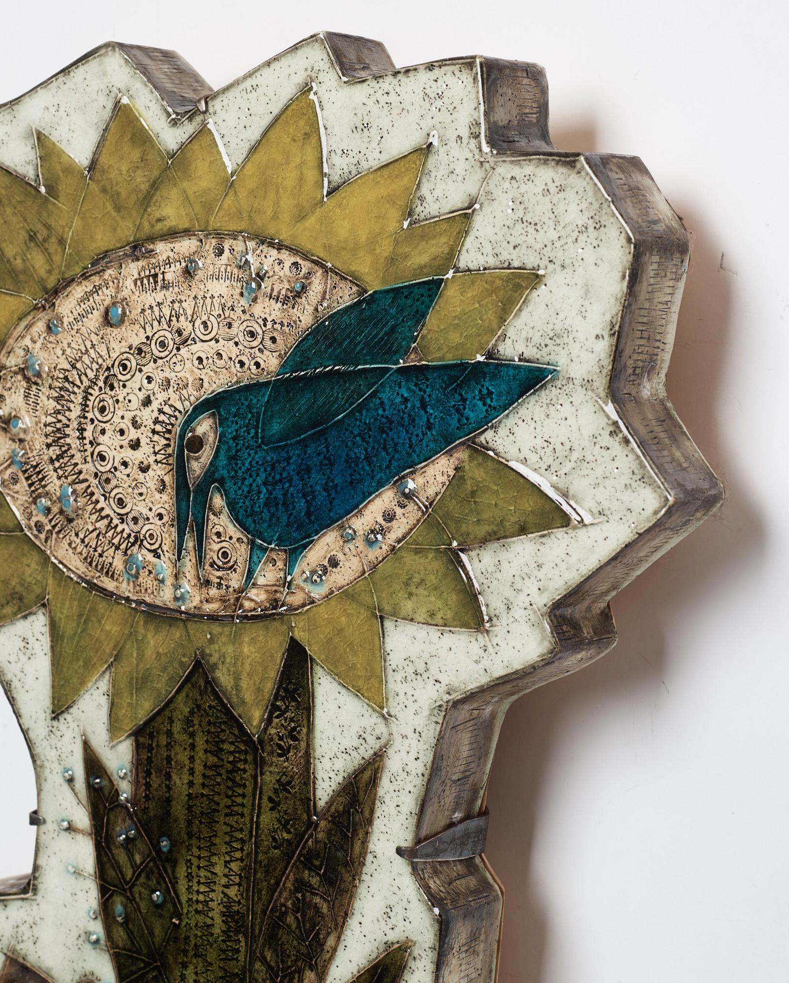 Rut Bryk, a large stoneware "Sun Rose" wall relief, Arabia, Finland 1950's.