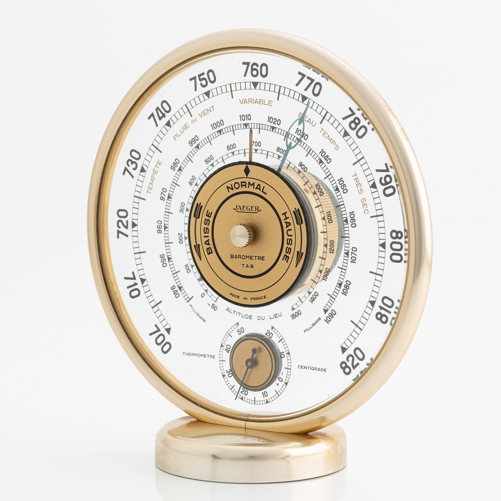 Barometer, Jaeger, model 7.A.B, France, mid-20th century.