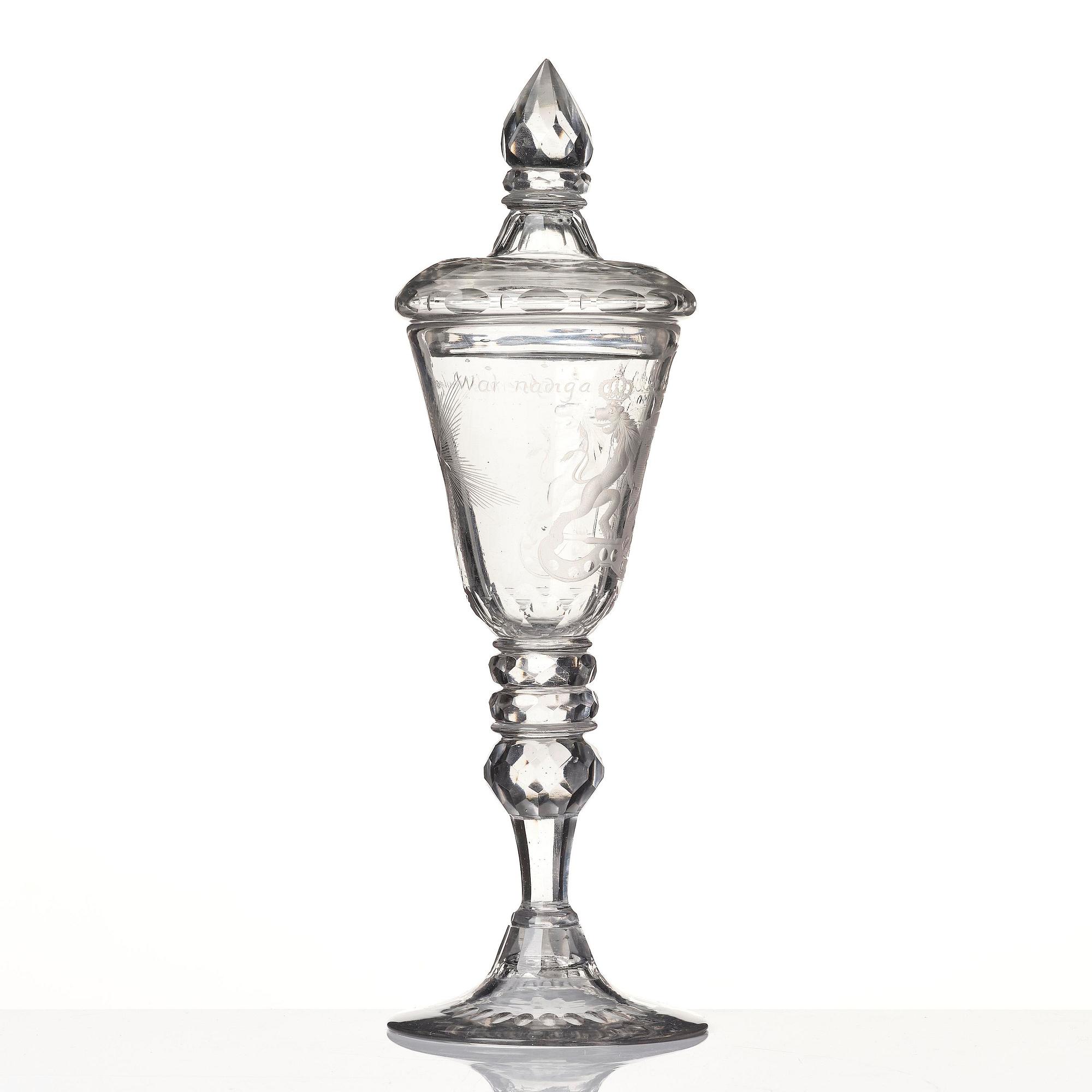 A large engraved goblet, Kungsholms glasbruk, 18th century.