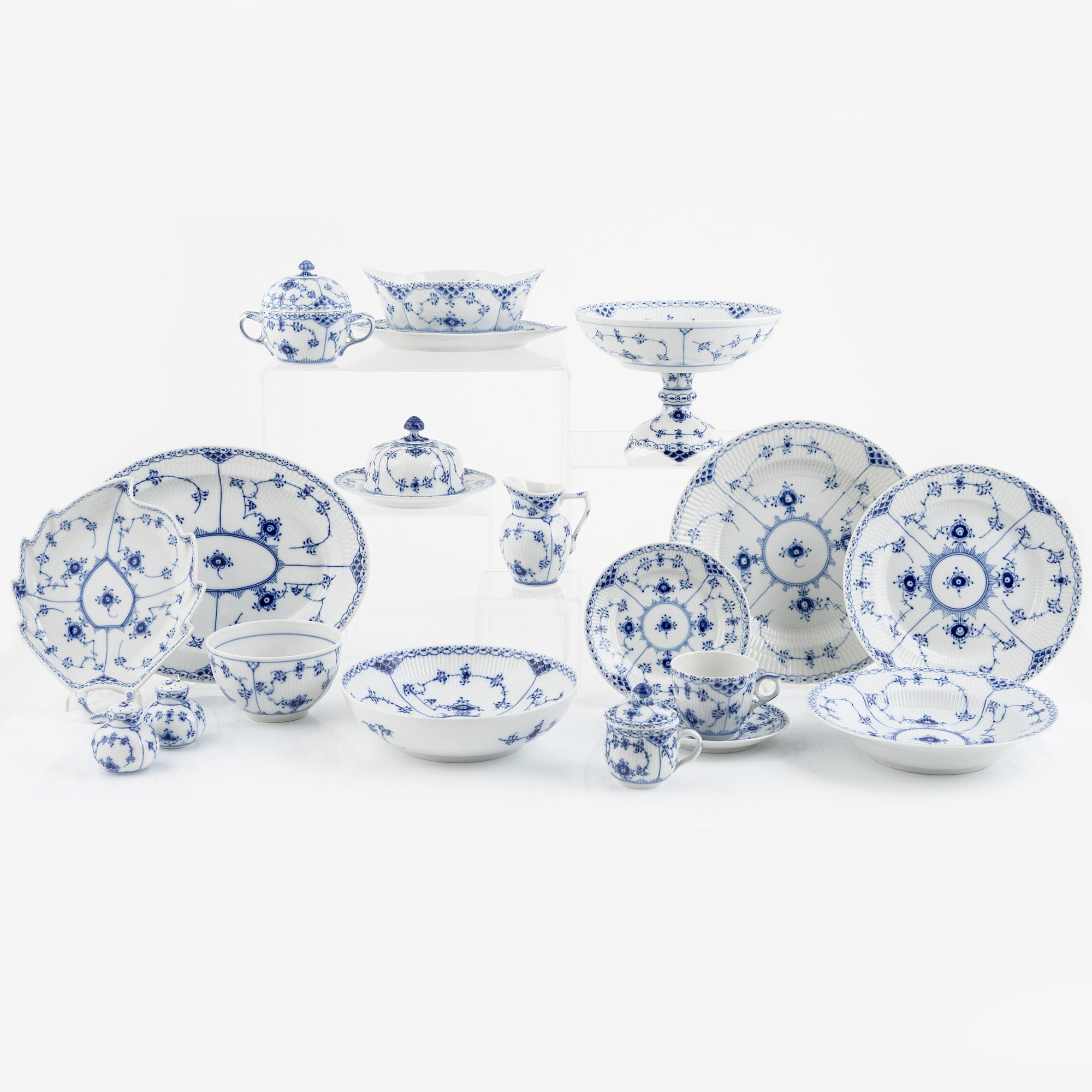 A 76-piece 'Musselmalet' porcelaind service, Royal Copenhagen, Denmark.