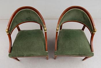 KARMSTOLAR, 1 par, empirestil, 1900-talets första hälft.