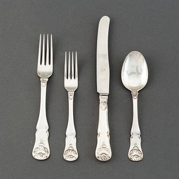 A Norwegian 20th century 48 piece silver cutlery, marked Tolstrup. Rococo-style.