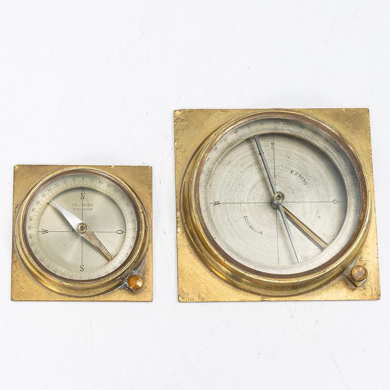 Compasses, 2 pcs, by Frans J Berg Stockholm, 18th/19th century.