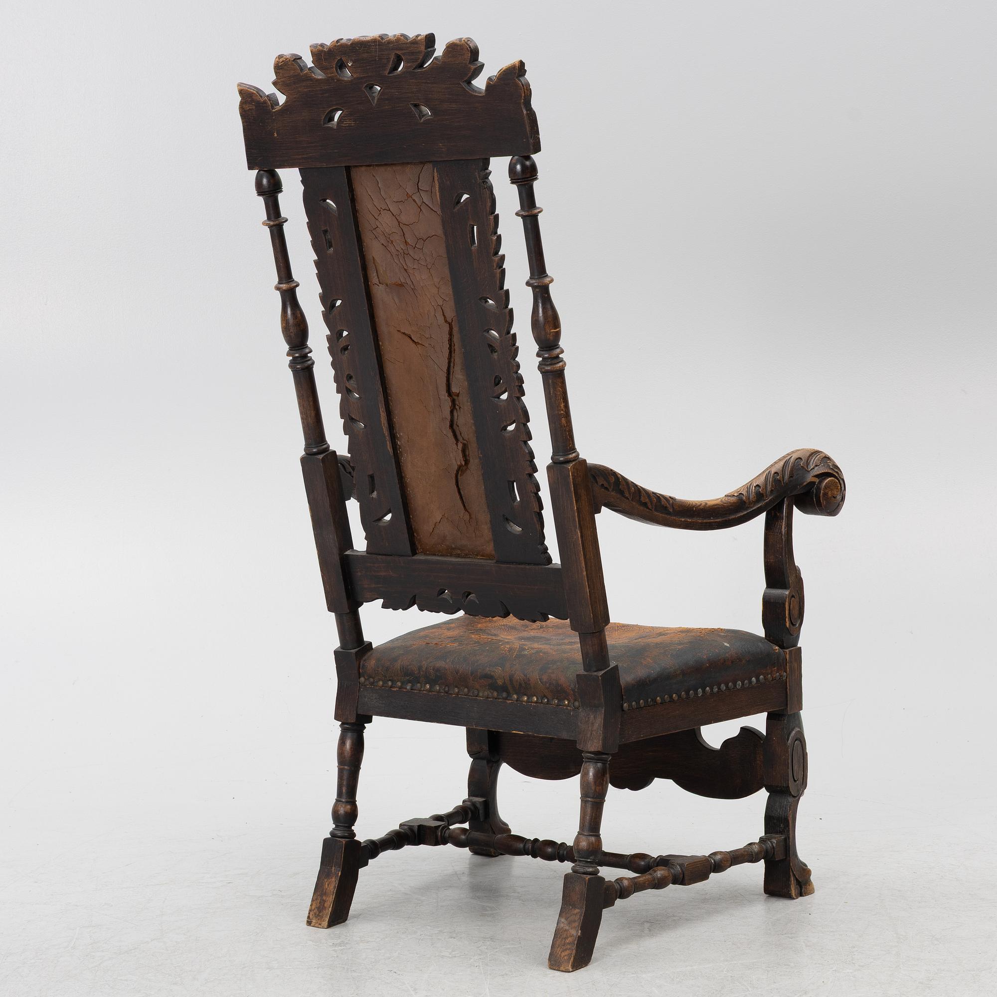 Karmstol, barockstil, sent 1800-tal.