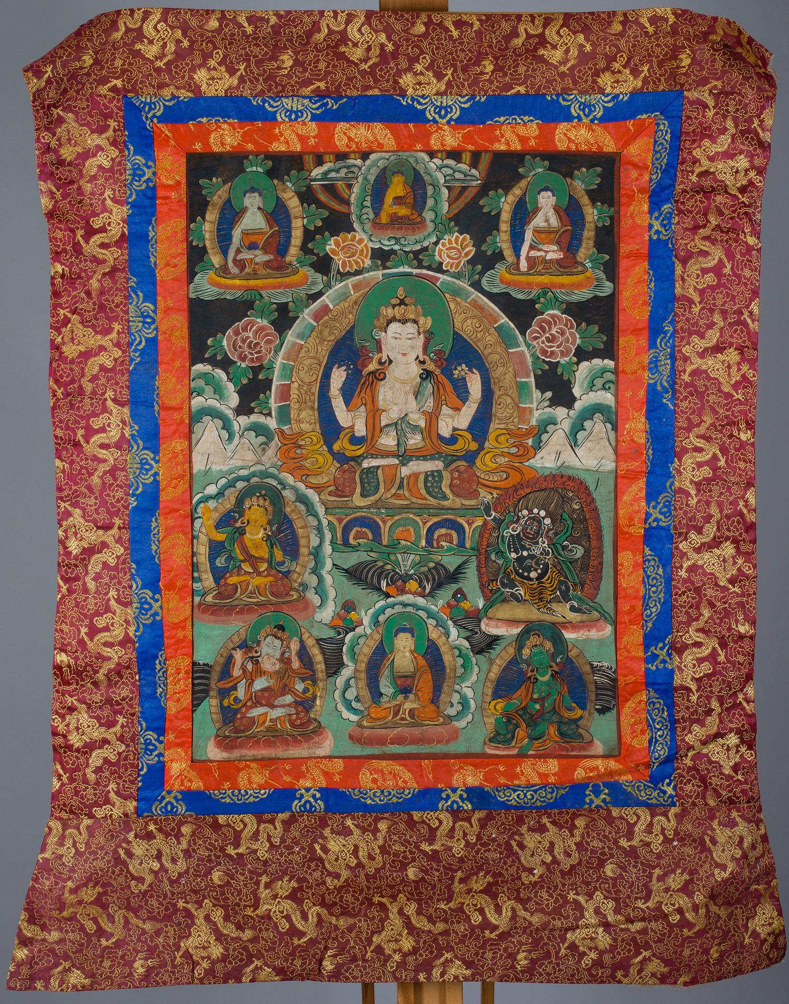 VÄGGBONAD, Thangka, Kina / Tibet, 1900-talets första hälft.