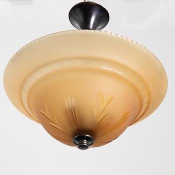 Edward Hald, taklampa, Orrefors, 1930-tal.