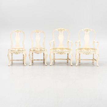 A set of four 20th century Rococo-style chairs.