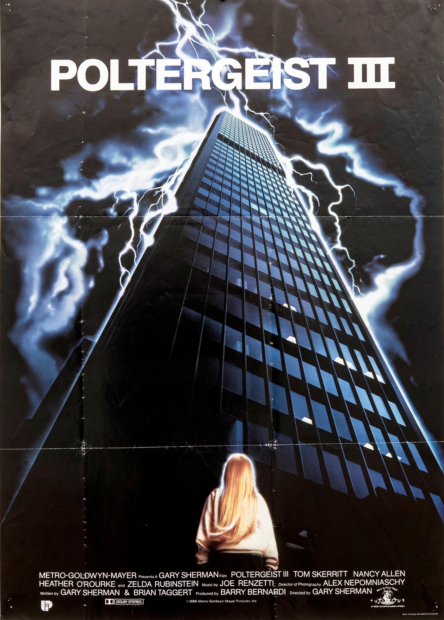 Three Swedish film posters 'Poltrgeist I, II, II'  1982, 1986 and 1988.