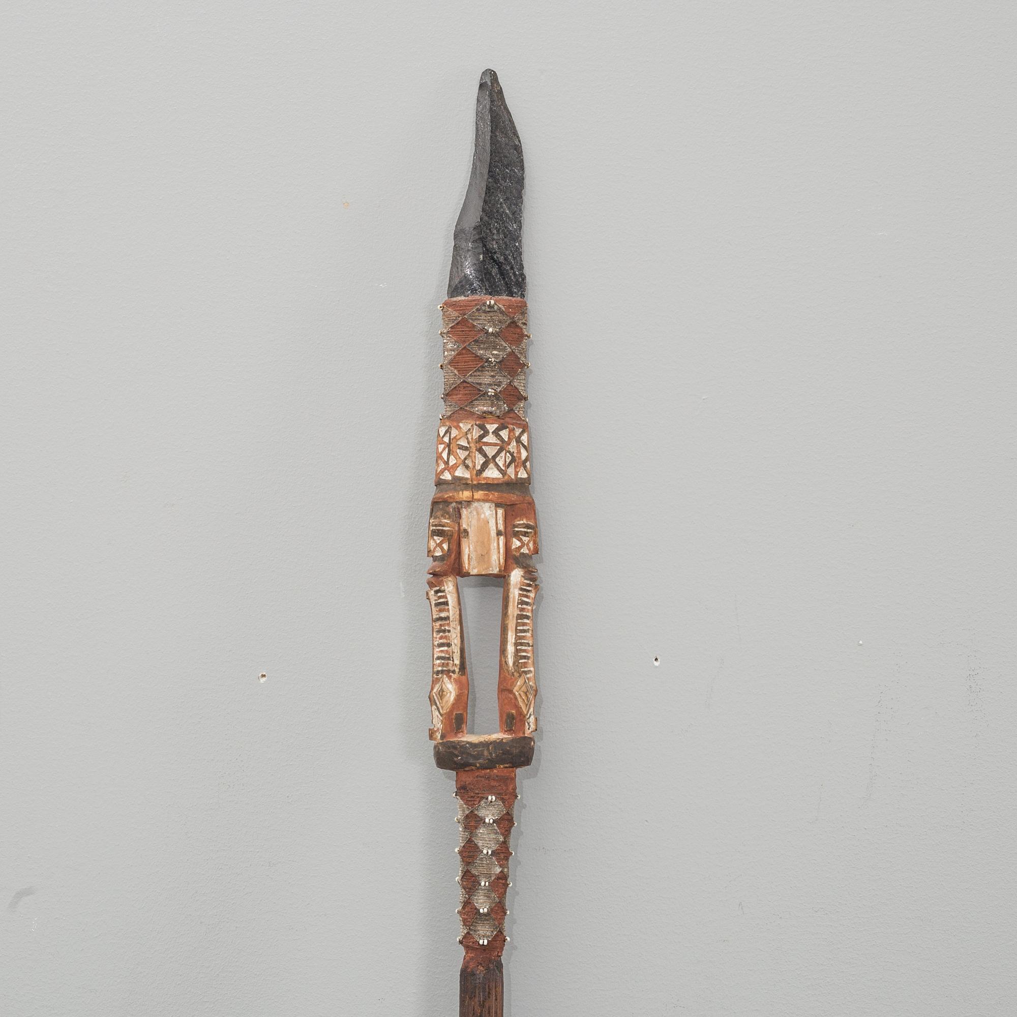 SPEAR WITH OBSIDIAN HEAD.