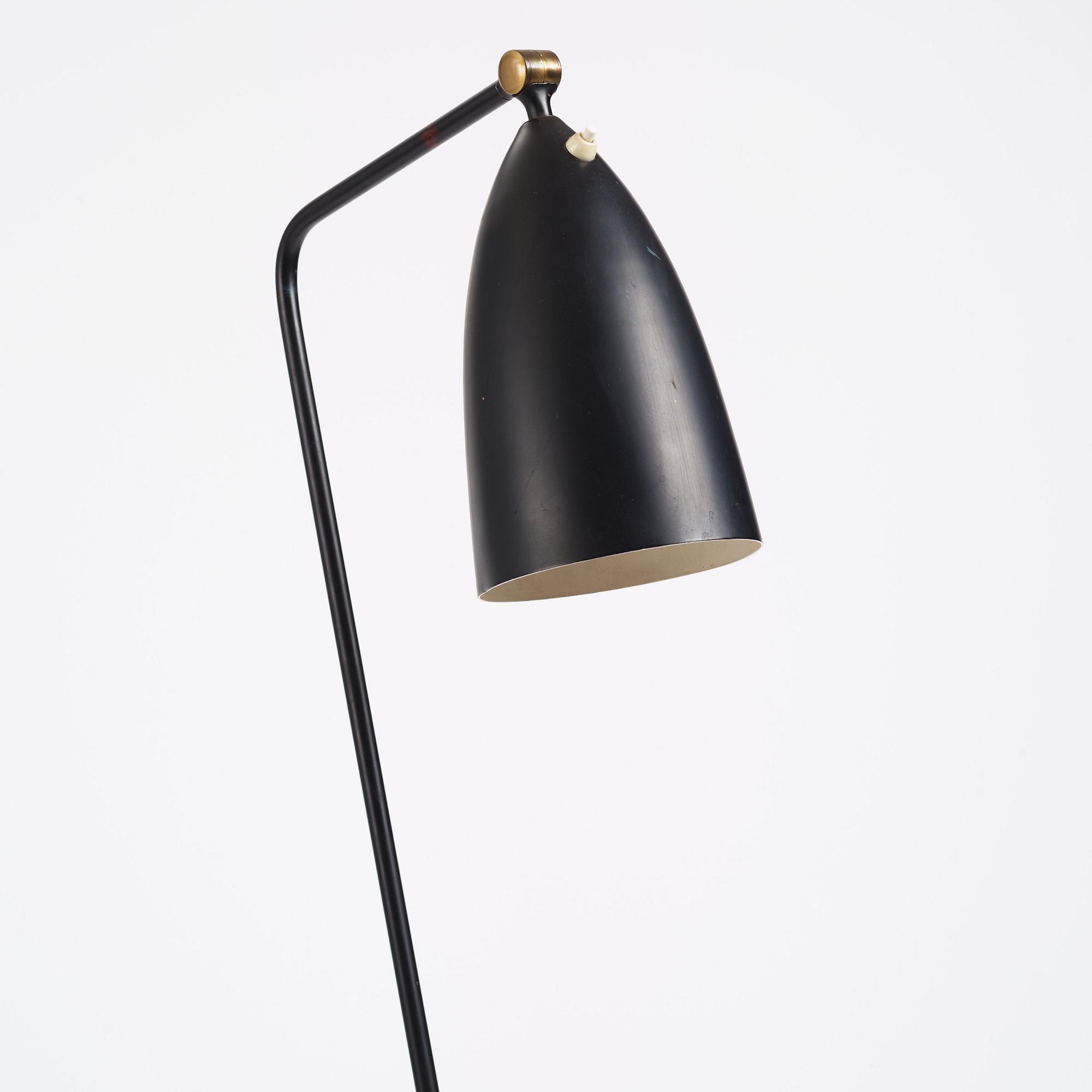 Greta Magnusson Grossman, a black lacquered 'G-33' / Grasshopper floor light, Bergboms, Malmö, Sweden 1950s.