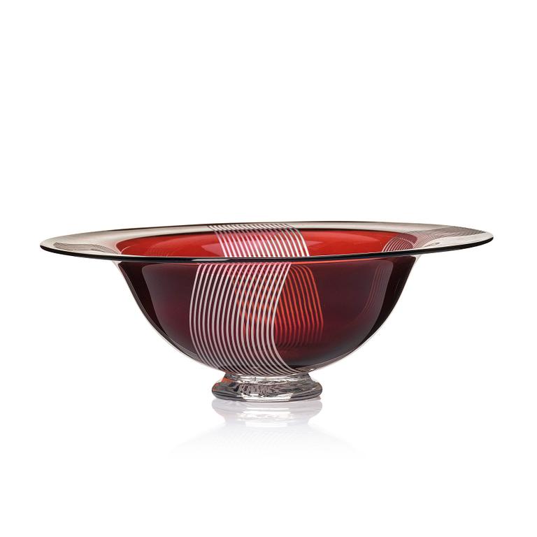 Klas-Göran Tinbäck, a burgundy coloured glass bowl, Sweden 1987, blown by Wilke Adolfsson.