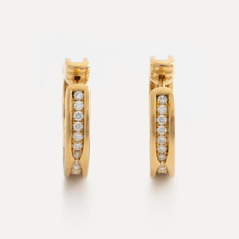 Bulgari a pair of earrings "B.zero 1" in 18K gold with round brilliant-cut diamonds.
