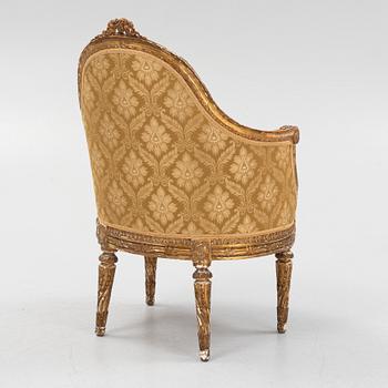 Bergère, Louis XVI-stil, märkt Charles Bernel, Paris, 1800-talets slut.