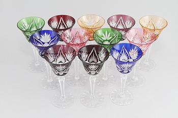 VINGLAS, 12 st, glas, 1900-tal.