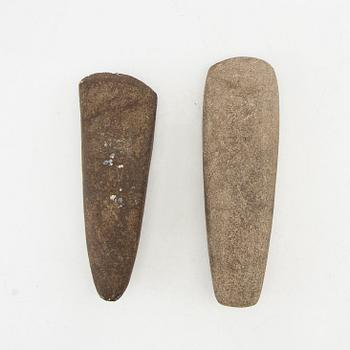 Stone axes, two pieces, Neolithic.