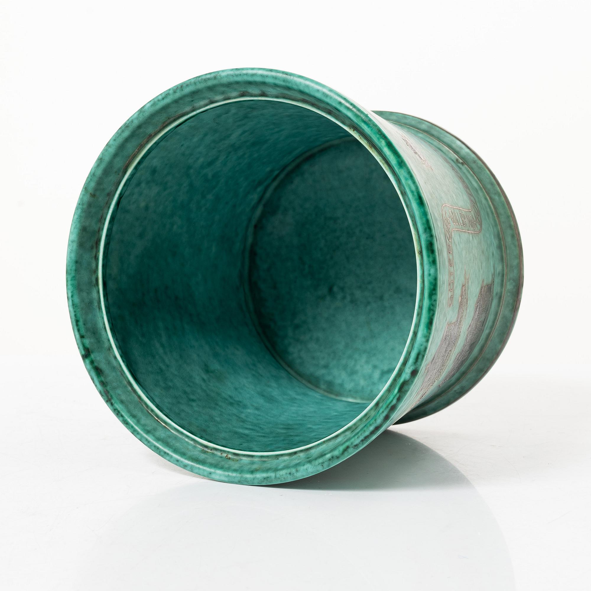 Wilhelm Kåge, tobaksburk, stengods, "Argenta", Gustavsberg, 1938.
