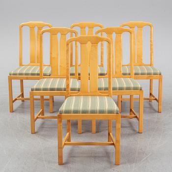 Carl Malmsten, a set of six 'Ambassadör' chairs and a 'Herrgården' dining table, second half of the 20th Century.