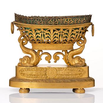 A set of three French Empire early 19th century gilt bronze centre pieces.