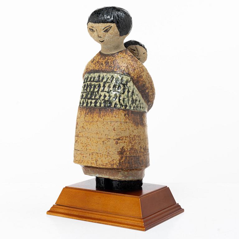 Lisa Larson, "Japanese with child on back," sculpture, stoneware, Gustavsberg Studio.