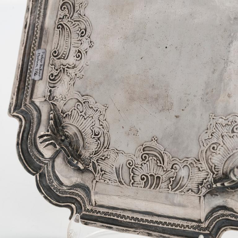 A Russian mid-18th-century silver salver, maker's mark of Fedor Petrov, Moscow 1756.