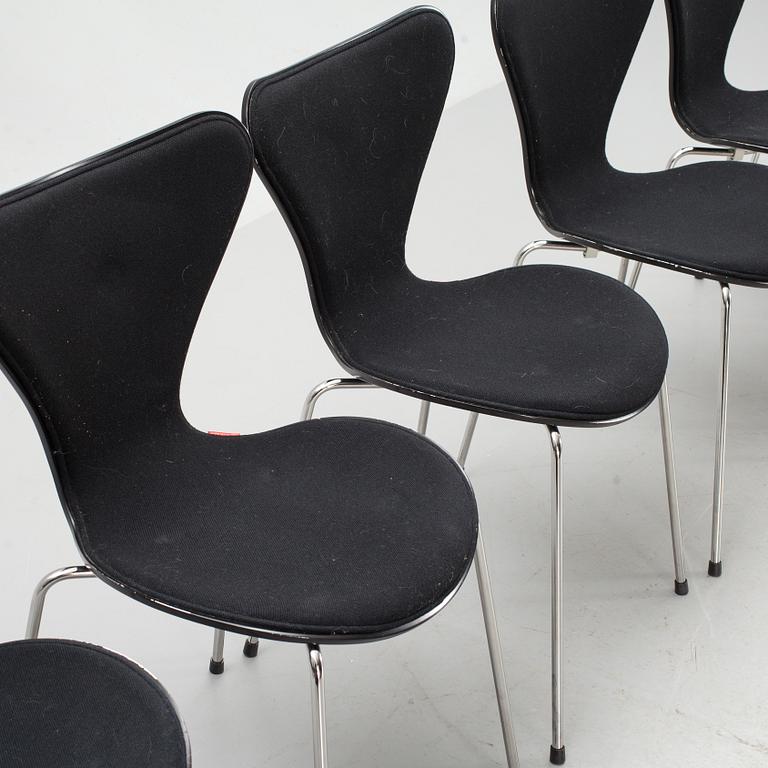 STOLAR, 6 stycken, "Sjuan", Arne Jacobsen, Fritz Hansen.