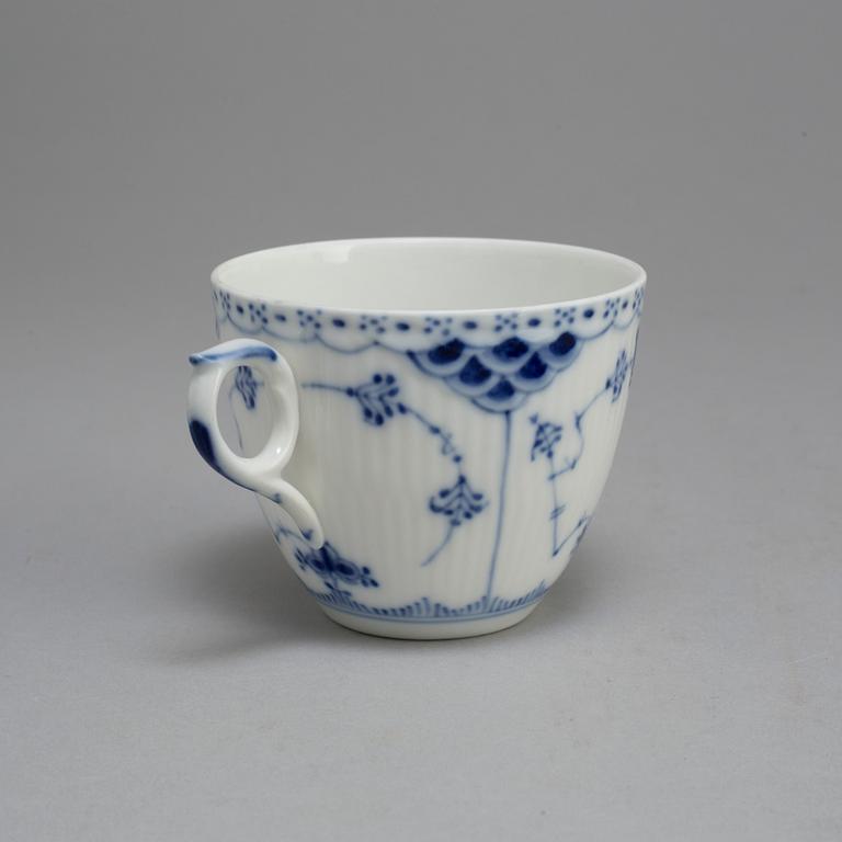 A set of six coffee cups with saucers and five plates, "Musselmalet"by Royal Copenhagen.