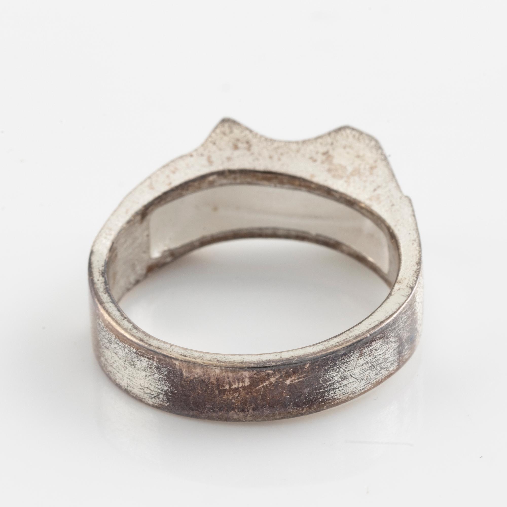 Lapponia, two sterling silver rings and tie ping.