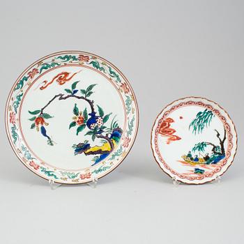 Two Japanese ko-kutani dishes, Meiji period (1868-1912).