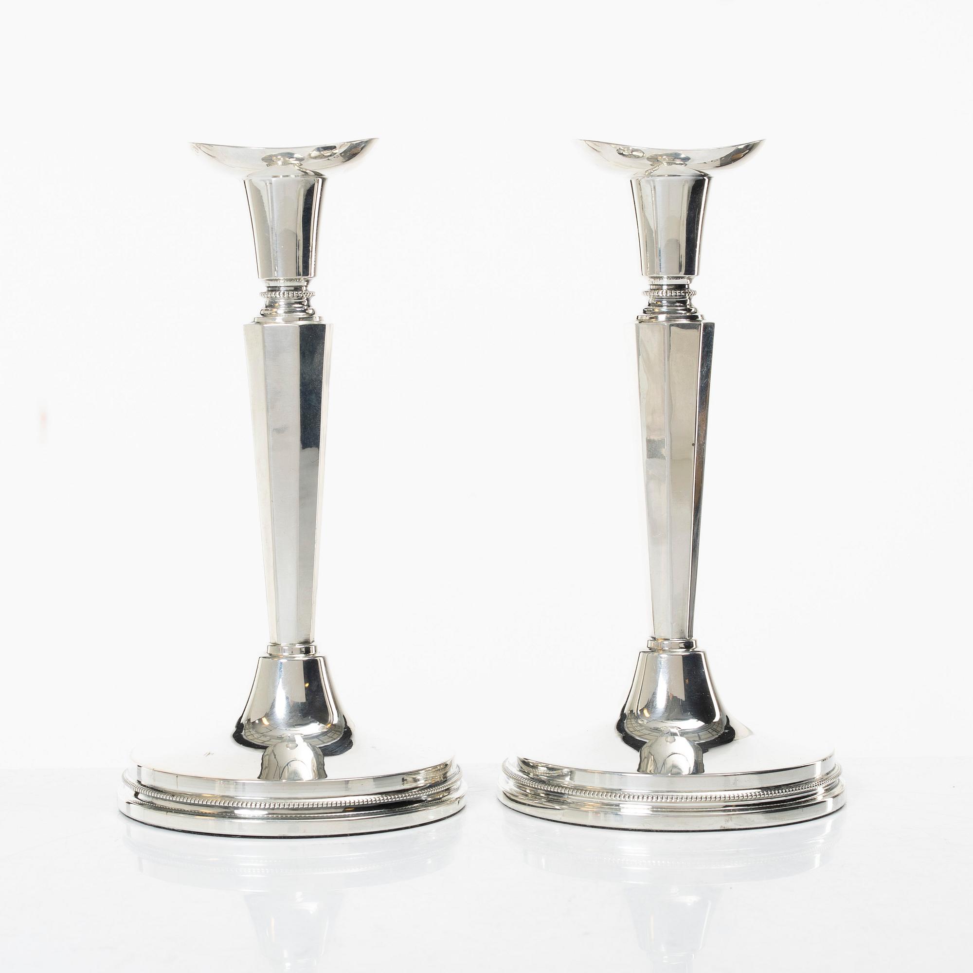 Eric Löfman, Candelsticks, a pair, silver, KG Markström, Uppsala 1972.