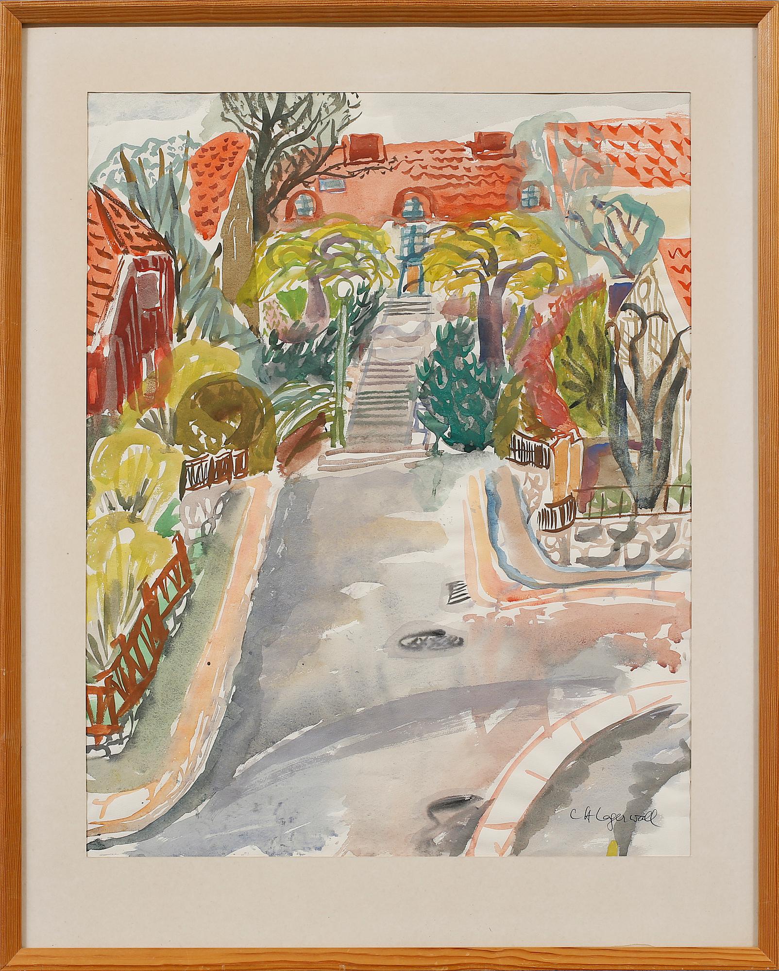 CHARLOTTE HARTMANN-LAGERWAL, akvarell, signerad.