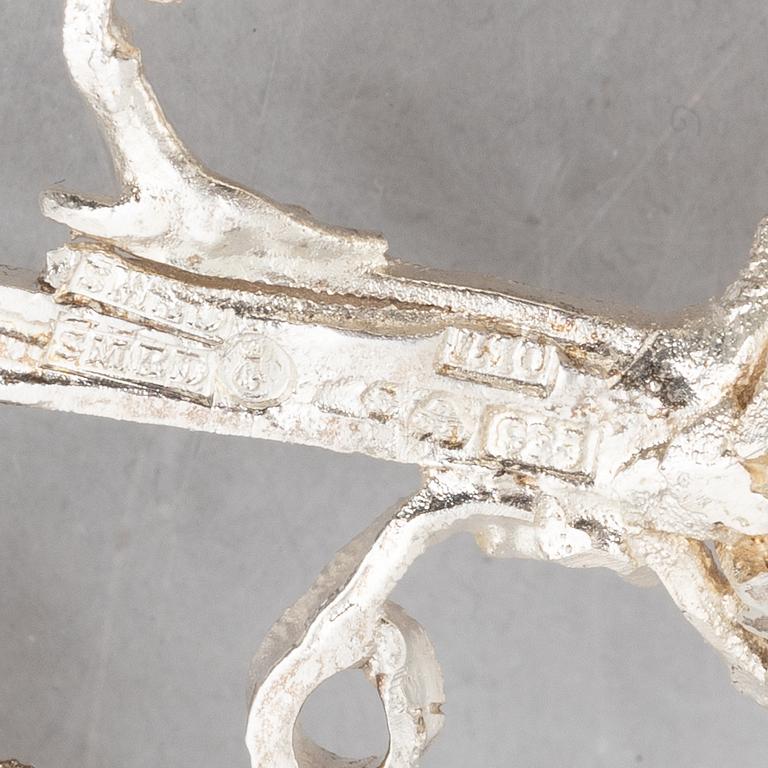 A sterling silver sculpture, mark of Lars Arby, Gothenburg, Sweden 1982.