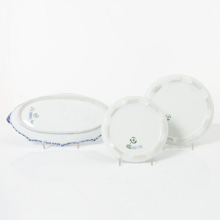 Royal Copenhagen, dinner and coffee service, 81 pcs, Blue Fluted, Full and Half Lace.