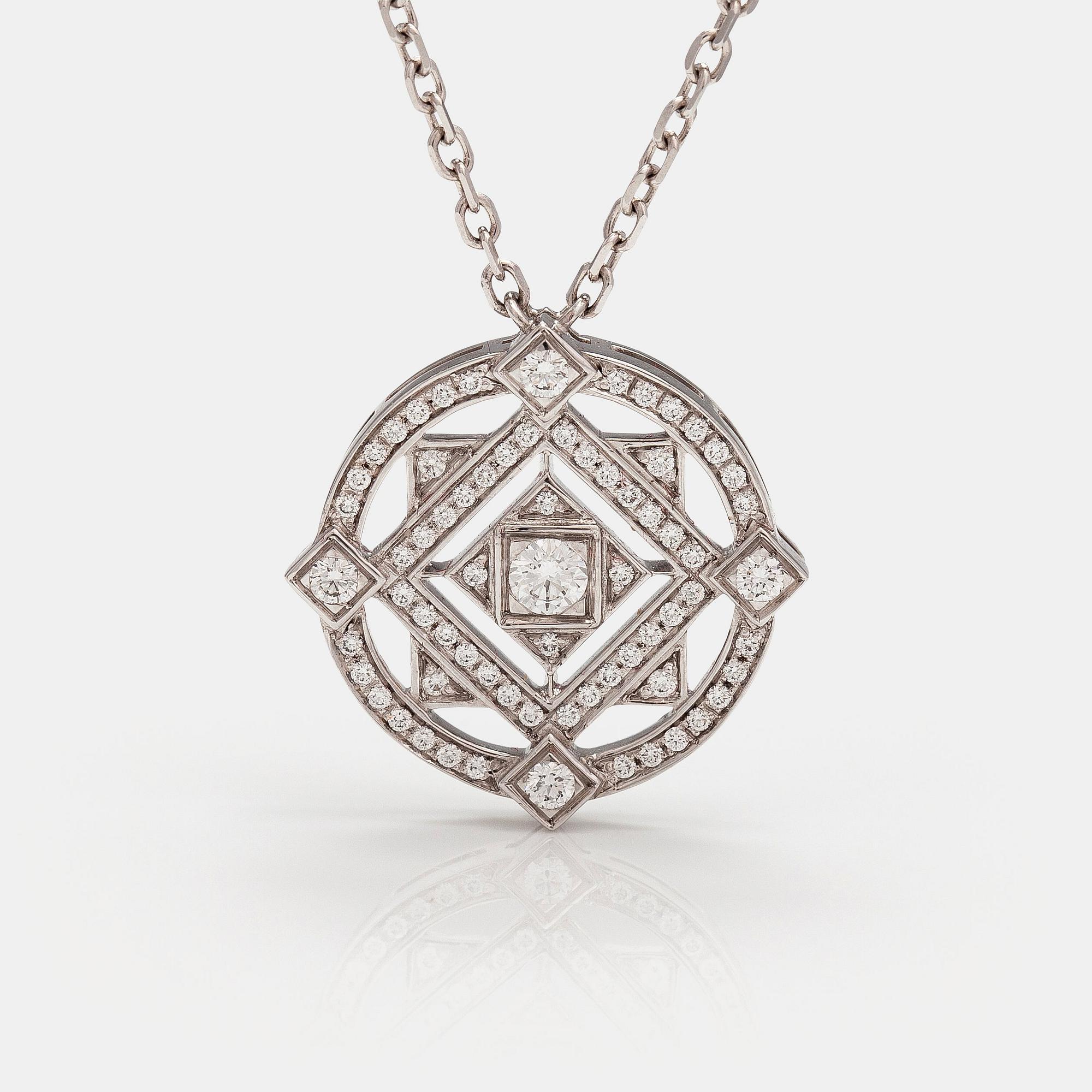 Cartier, Halsband "Inde Mystérieuse", 18K vitguld, diamanter ca 0.62 ct tot. Märkt Cartier 21461C.