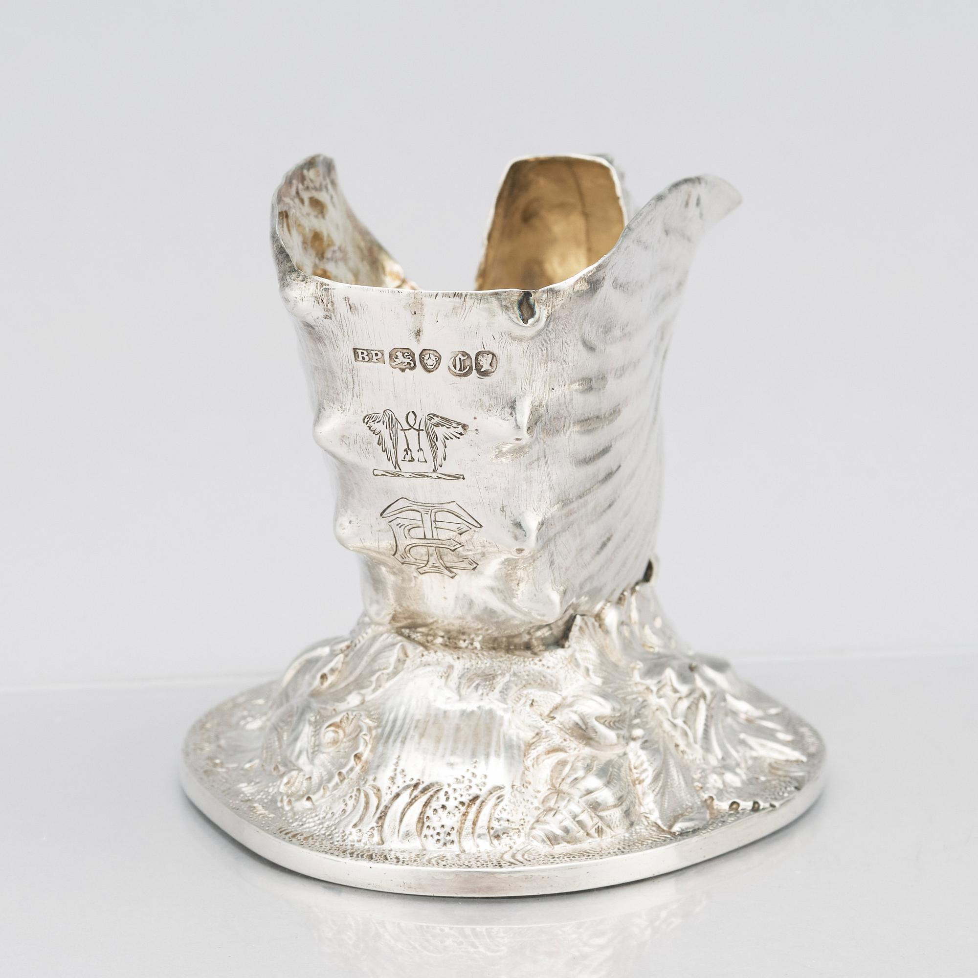 Benjamin Preston, skålar/kryddkar i silver och glas, ett par, London 1838-39.